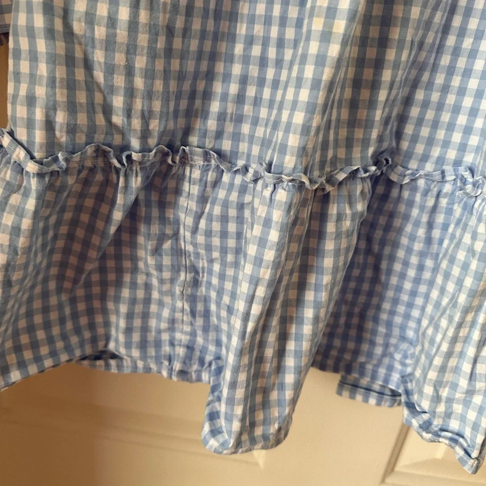 Crown & Ivy Gingham Blue & White Ruffle Dress - Picture 3 of 10